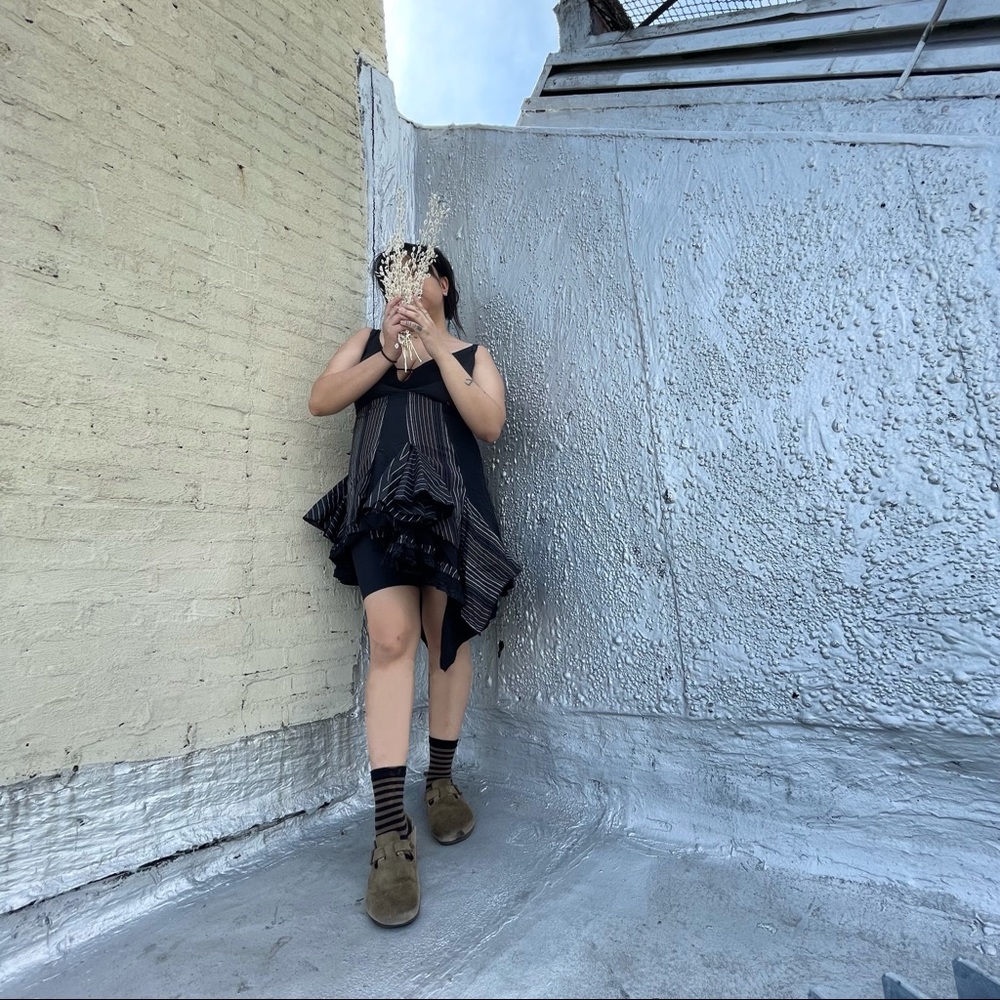 90’s Avant-Garde Pinstriped Mini Skirt